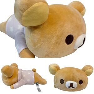 Rilakkuma Sanrio San-X Laying Plush Bear Purple Pajamas Stuffed Animal Toy 16"